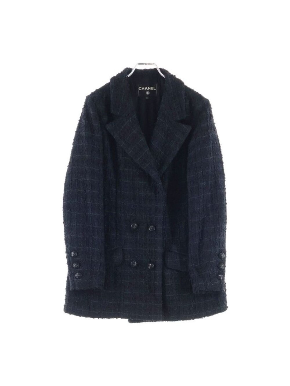Chanel Coco Button Tweed Jacket Black Wool
